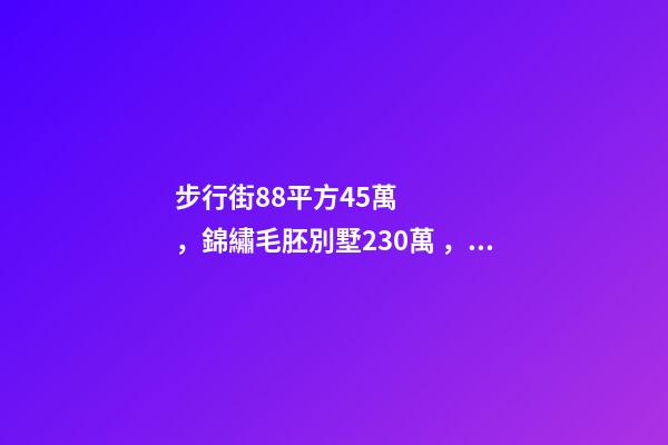 步行街88平方45萬，錦繡毛胚別墅230萬，城南自建房273平帶院165萬